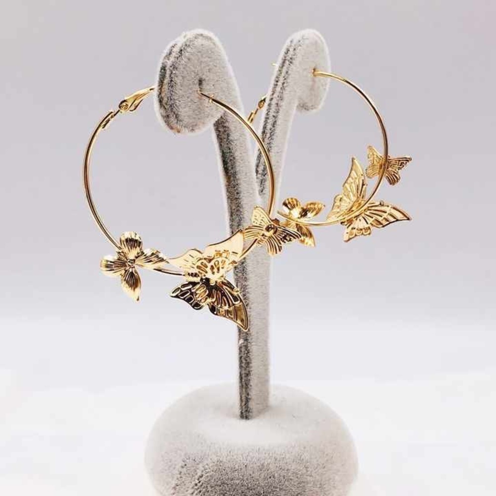 Butterfly Hot Style Butterfly Earrings Jewelry Gold Plated Hoop